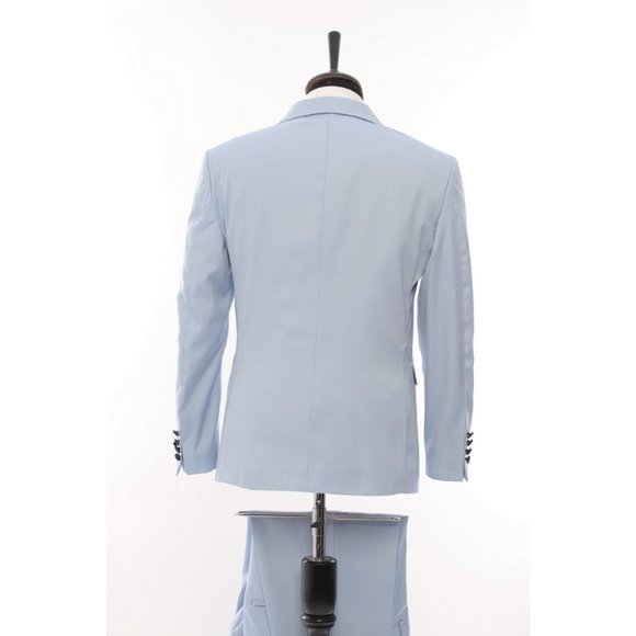 Derman Ice Blue Satin Collar 3 Piece Tuxedo - Picture 3 of 6